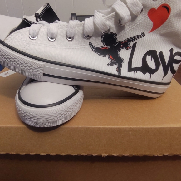 Love Black and White High-Top Sneakers - Picture 5 of 10